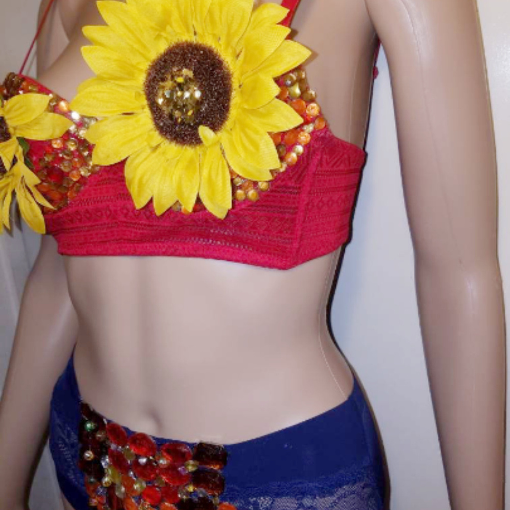 Rainbow Party Rave bra,Diamond Rave Outfit - Picture 3 of 3